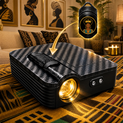Melanin Lights car door projector with the Afro Crown Queen design slide